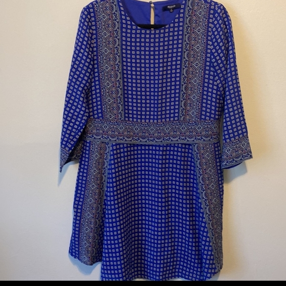 Madewell 100% Silk Ascot Grid Tee Dress - Picture 3 of 12